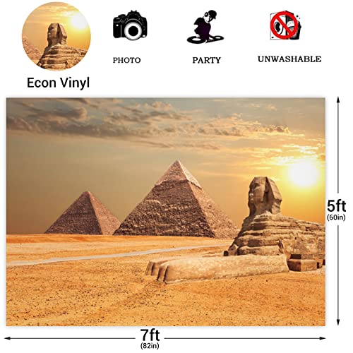 Eainb 10x8ft Egypt Sphinx Pyramid Backdrop Egyptian Travel Themed Party Photography Background Ancient Architecture Ruins Sky Clouds Boy Birthday Decor Adults Portraits Nature Scenic Photo Studio Props - Image 3