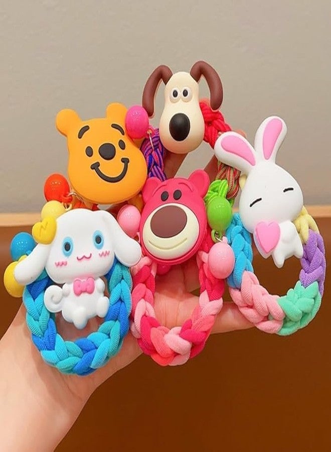 Bloriza ربطات شعر مطاطية برسومات كرتونية لطيفة من بلوريزا، ربطات شعر جميلة للفتيات، مجموعة متعددة الألوان (3 قطع) - Image 1
