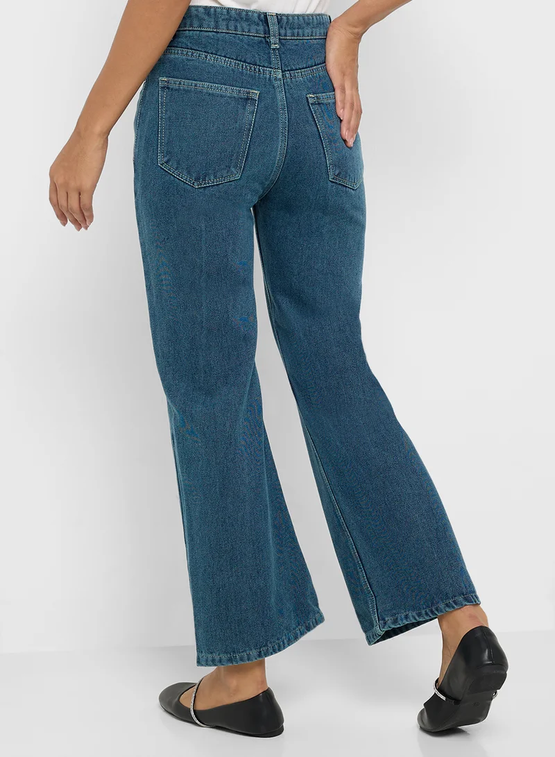 Ginger Mid Rise Wide Leg Jeans