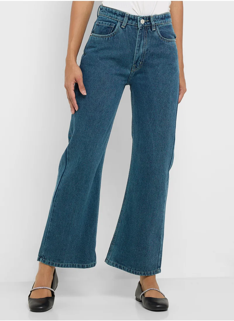 Ginger Mid Rise Wide Leg Jeans