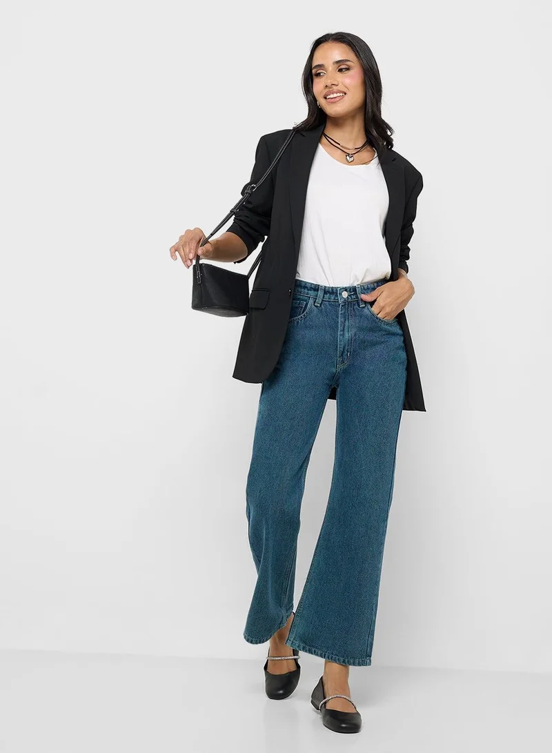 Mid Rise Wide Leg Jeans