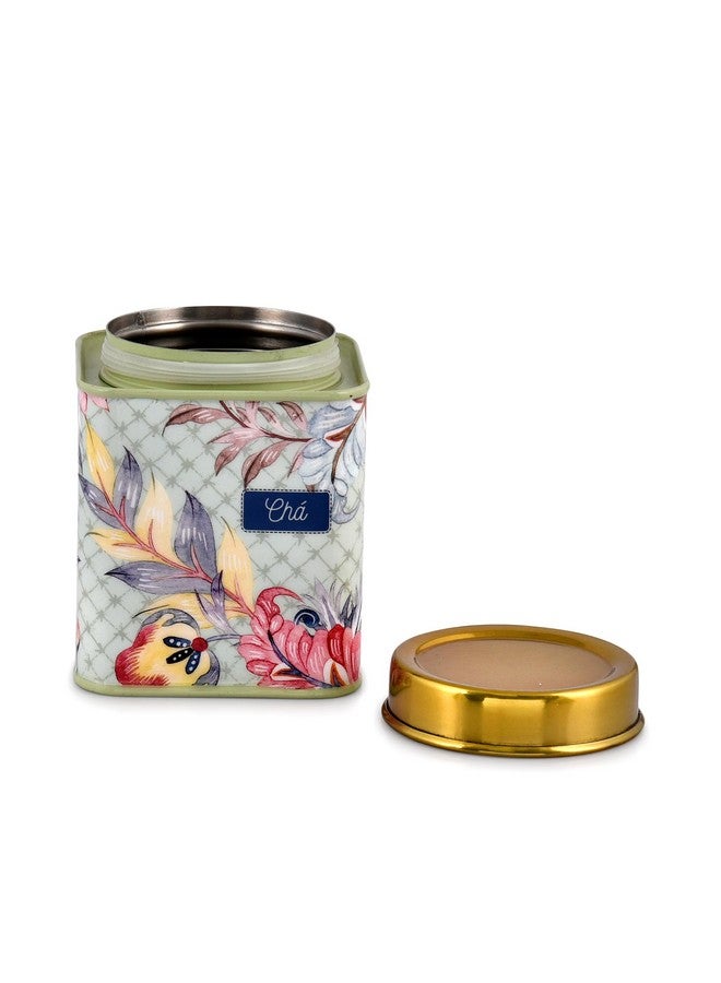 Elan Stainless Steel Canister Jar | Container set for Tea Coffee and Sugar Storage Box Dabba Container 500 ML For Home and Kitchen Air Tight Pantry Organizers Containers (Set of 2, Printed Fern Green) - Image 3