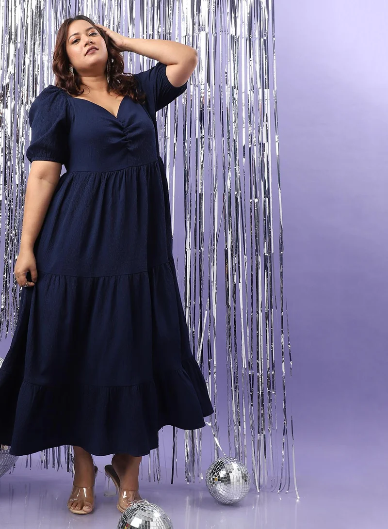 Instafab Plus Gathered Waist Midi Dress