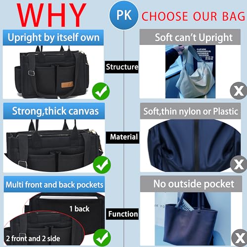 ZHMO Tote Bag for Women With Compartments and Zipper,Large Canvas Tote Women's Purse Crossbody Bags Work Laptop Book Bag Top Handle Satchels Handbags Shoulder Bag for Travel Nurse Teacher Church Gym Beach - Image 5