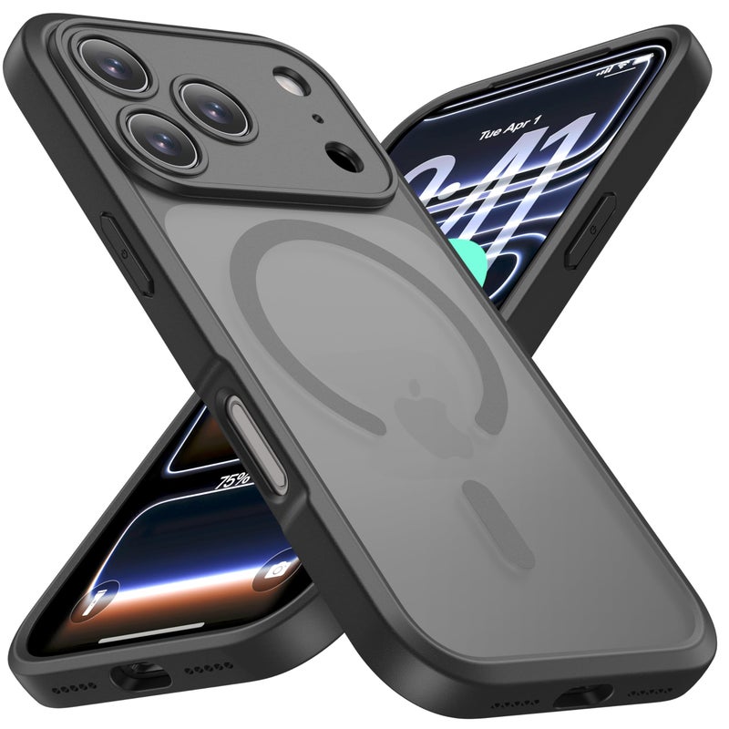 ImpactStrong Magnetic Guard Designed for iPhone 17 Pro Max Case [Camera Protection] [Military Grade Drop Tested] [Compatible with MagSafe] Slim Translucent Matte Phone Case (6.9") - Black - Image 1