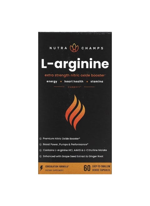 NutraChamps, L-Arginine, 60 Easy-to-Swallow Veggie Capsules