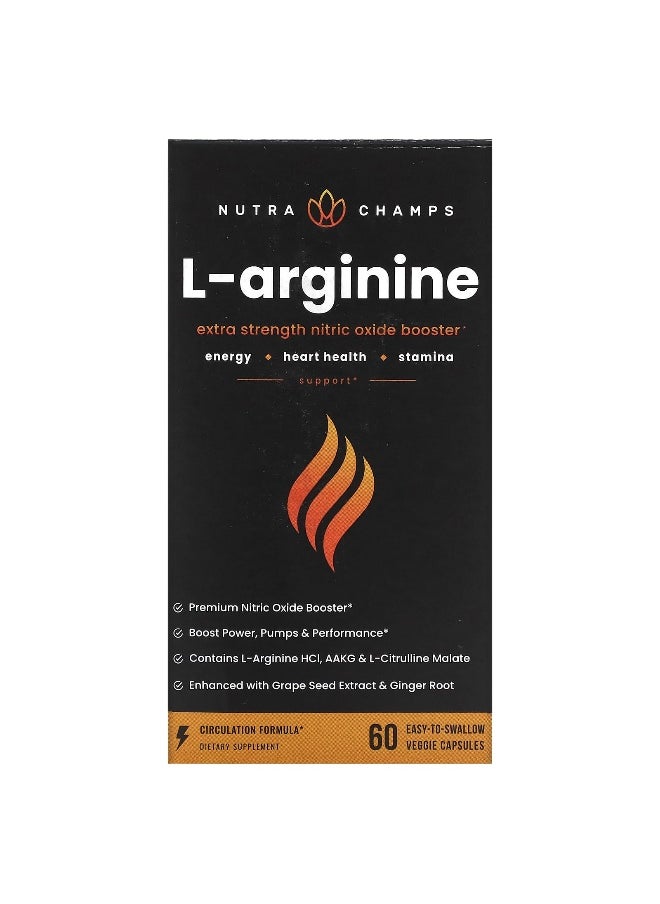 NutraChamps NutraChamps, L-Arginine, 60 Easy-to-Swallow Veggie Capsules  - Image 1