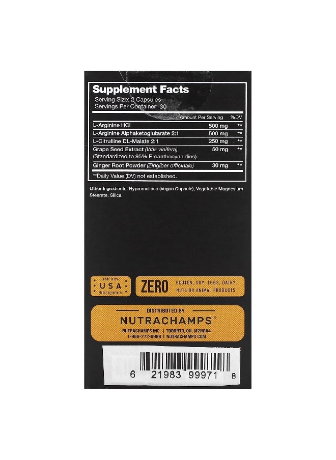 NutraChamps NutraChamps, L-Arginine, 60 Easy-to-Swallow Veggie Capsules  - Image 2