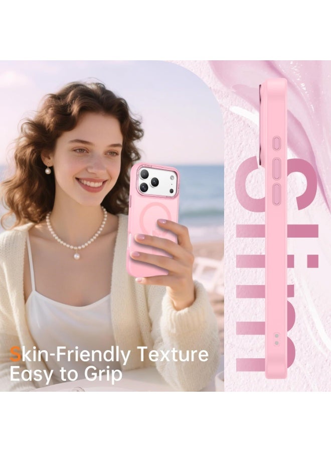 جراب هاتف محمول آيفون 17 برو [متوافق مع ماج سيف]، شفاف غير لامع، مغناطيسي، مقاوم للصدمات وبصمات الأصابع، جراب واقٍ، مقاس 6.9 بوصة، وردي - Image 3