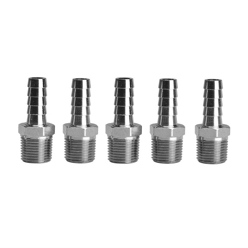 Beduan Stainless Steel 58 Hose Barb to 12 Male NPT Home Brew Fitting for Water Fuel Air Gas OilPack of 5 - Image 2