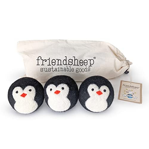 Friendsheep كرات تجفيف الصوف من فريند شيب - بديل عضوي لإسفنجة الأقمشة القابلة لإعادة الاستخدام لغسيل الملابس - مصنوعة يدويًا - تجارة عادلة - مضادة للحساسية - صديقة للبيئة - خالية من البلاستيك - عبوة 3 كرات بحجم XL على شكل بطريق - Image 2