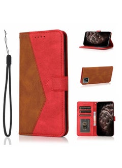 HuHa Case Cover For OPPO A53 5G / A72 5G / A73 5G Dual-color Stitching Leather Phone Case Brown Red 