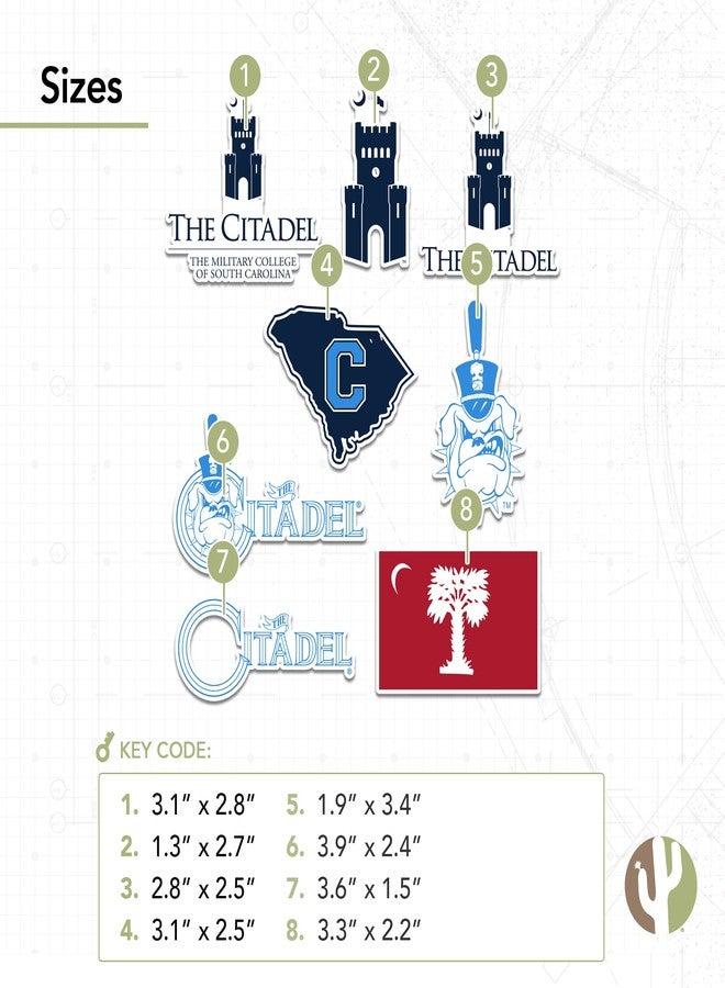Desert Cactus The Citadel Military College of South Carolina Bulldogs Sticker Vinyl Decals Laptop Water Bottle Car Scrapbook Sheet T2 (Type 2) - Image 3