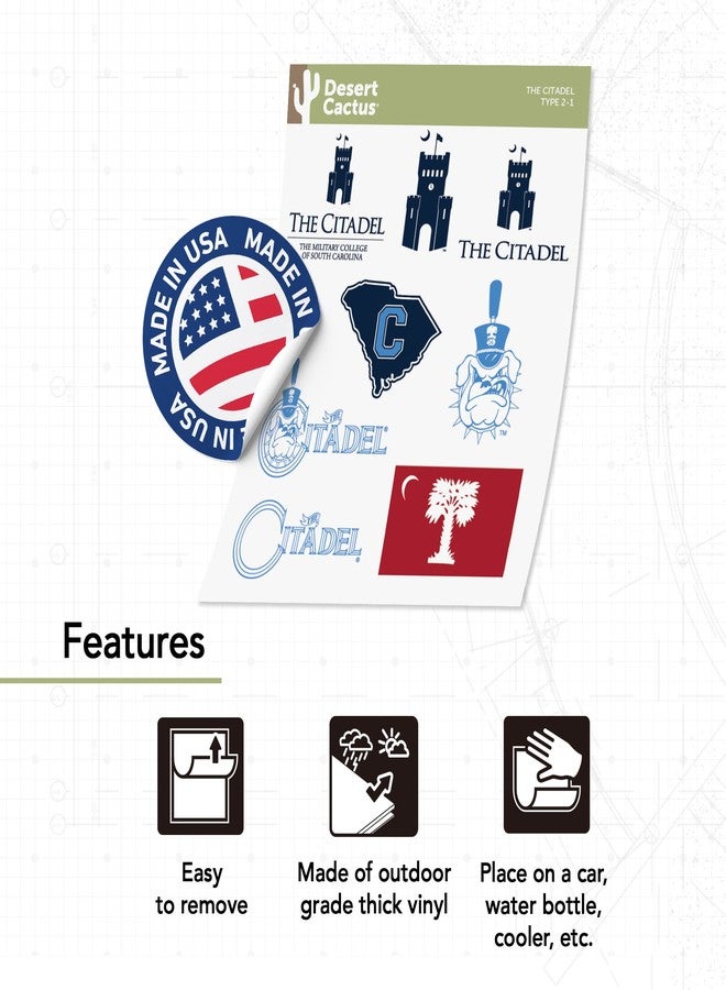 Desert Cactus The Citadel Military College of South Carolina Bulldogs Sticker Vinyl Decals Laptop Water Bottle Car Scrapbook Sheet T2 (Type 2) - Image 4