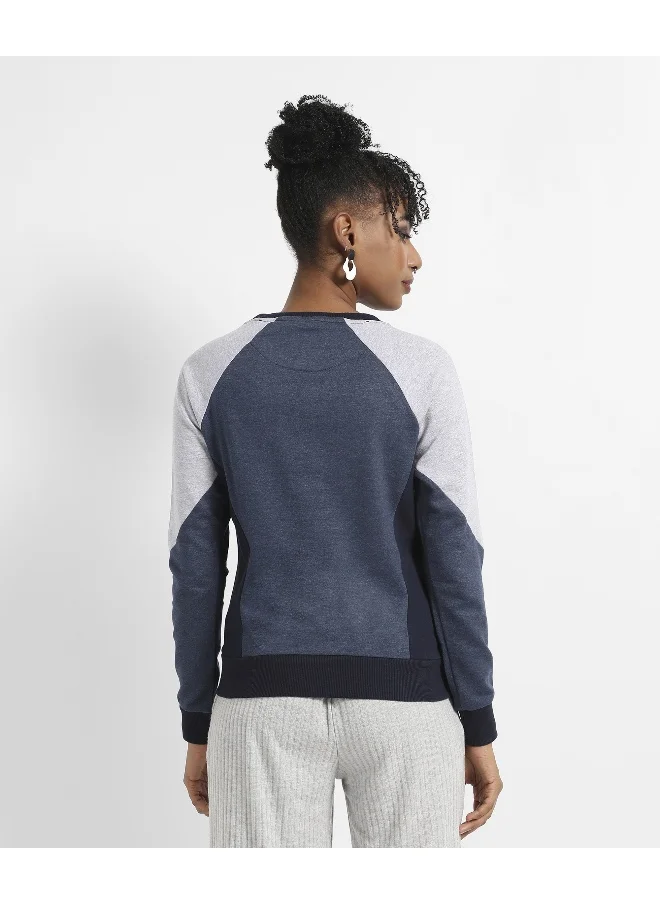 Campus Sutra Women's Multicolour Raglan Sleeve Colourblock Sweatshirt