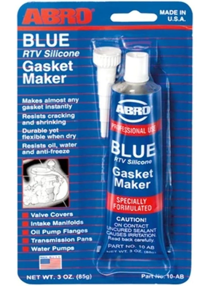 ABRO RTV Silicone Sealant and Gasket Maker: Up to 500 Degree F Heat, High Temp Silicone Sealant, 3 oz/85g Tube - Blue
