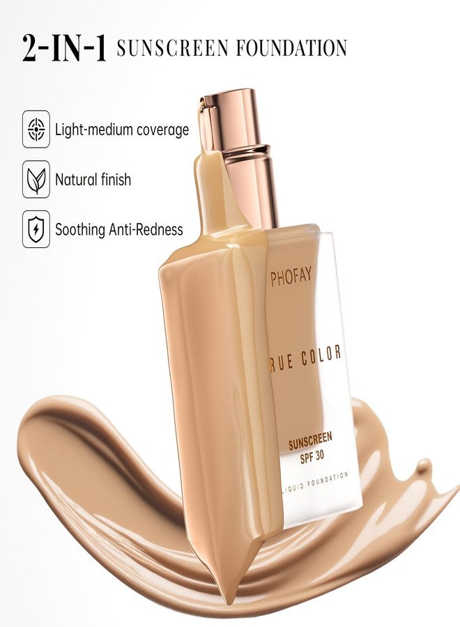 PHOFAY Matte Sunscreen Liquid Foundation SPF 30 (1.02 fl oz) - Long-Wearing Oil-Control, Concealing & Non-Greasy Buildable Coverage, Suitable for Most Skin Types, Daily & Outdoor Use (04#) - Image 3