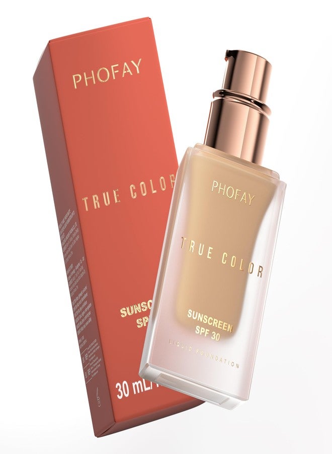 PHOFAY Matte Sunscreen Liquid Foundation SPF 30 (1.02 fl oz) - Long-Wearing Oil-Control, Concealing & Non-Greasy Buildable Coverage, Suitable for Most Skin Types, Daily & Outdoor Use (04#) - Image 1
