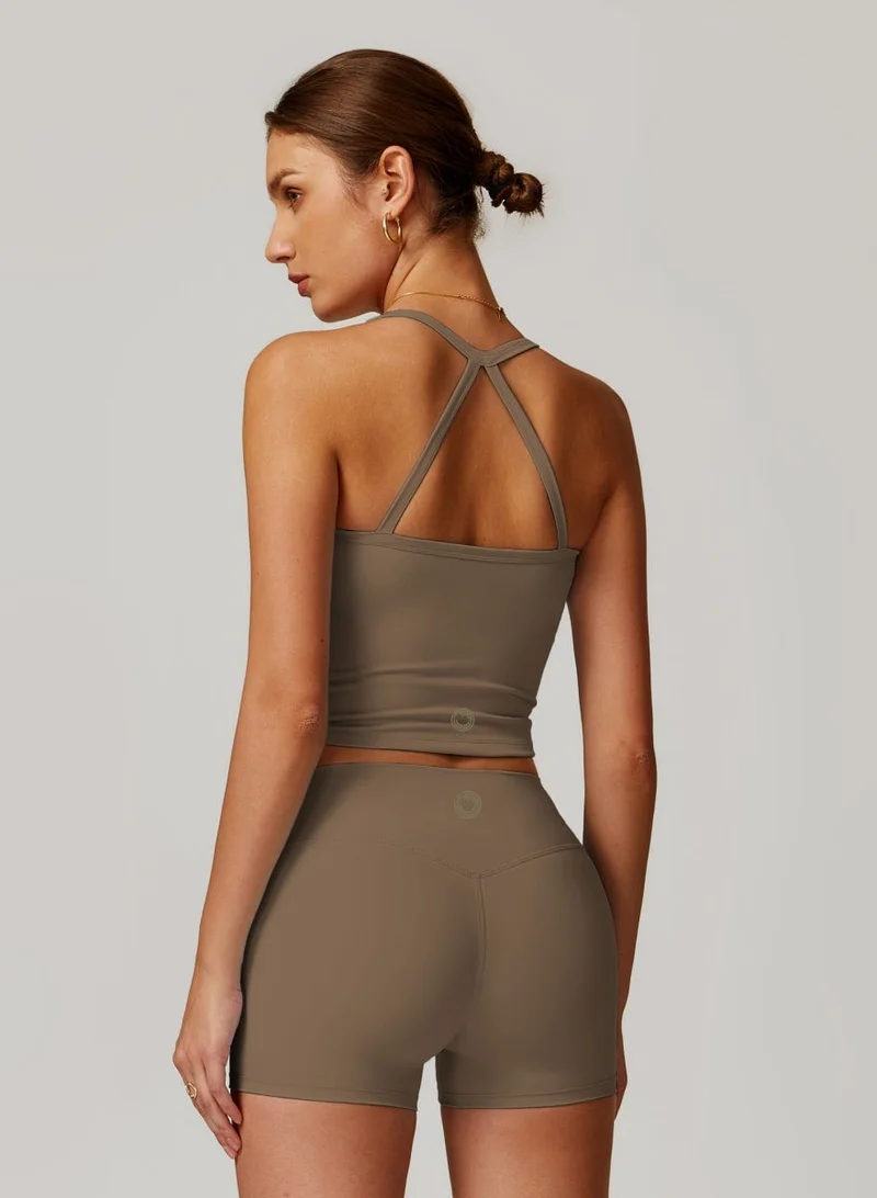 كون.يوغا بلوزة كامي نسائية بظهر متقاطع وياقة مربعة