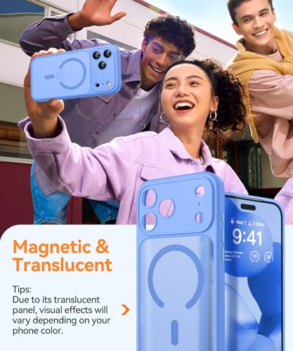 CANSHN Magnetic Compatible with iPhone 17 Pro Max Case Upgraded Full Camera Protection Compatible with Magsafe Translucent Matte Shockproof Protective Phone Cover 69 Inch Ultramarine - Image 3