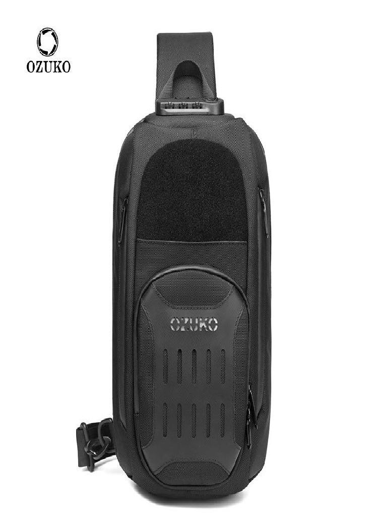 Eckek - OZUKO Men's Chest Bag Trend Locomotive Chest Bag Multifunctional Waterproof Men's Messenger Bag - Image 1