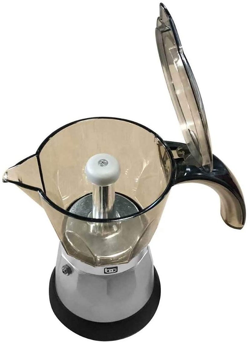 Bene Casa - Black Espresso Coffee Maker with Transparent Carafe - Brews 3 Cups in 5 Minutes - Includes Cool-touch Handle and Automatic Shut Off Feature - Image 5