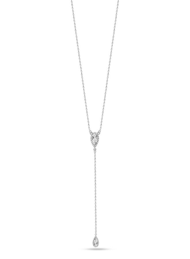 LeCalla 925 Sterling Silver Adjustable CZ Lariat Necklace for Women Simple CZ Y Necklace Jewelry Cable Chain Necklace with Lobster Claw Clasp 18 Inches - Image 5