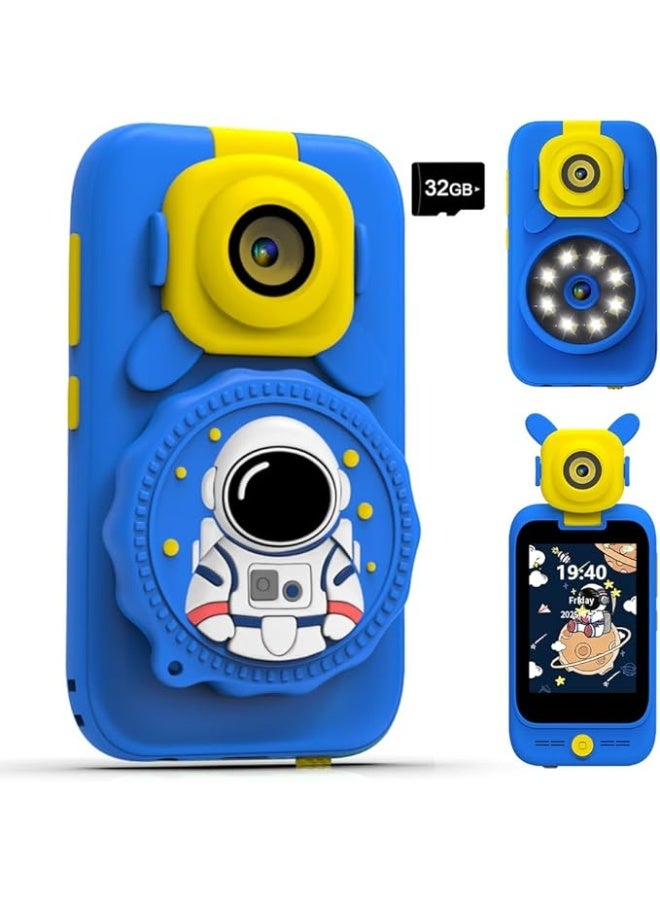 Kids Camera Smartphone with Microscope 1200X, 2.8” Touch Screen Toy Phone, Selfie & Video, MP3 Music Player, Flashlight, 32GB Card Included, Educational Learning Toy Gift for Boys Girls (Blue) - Image 1
