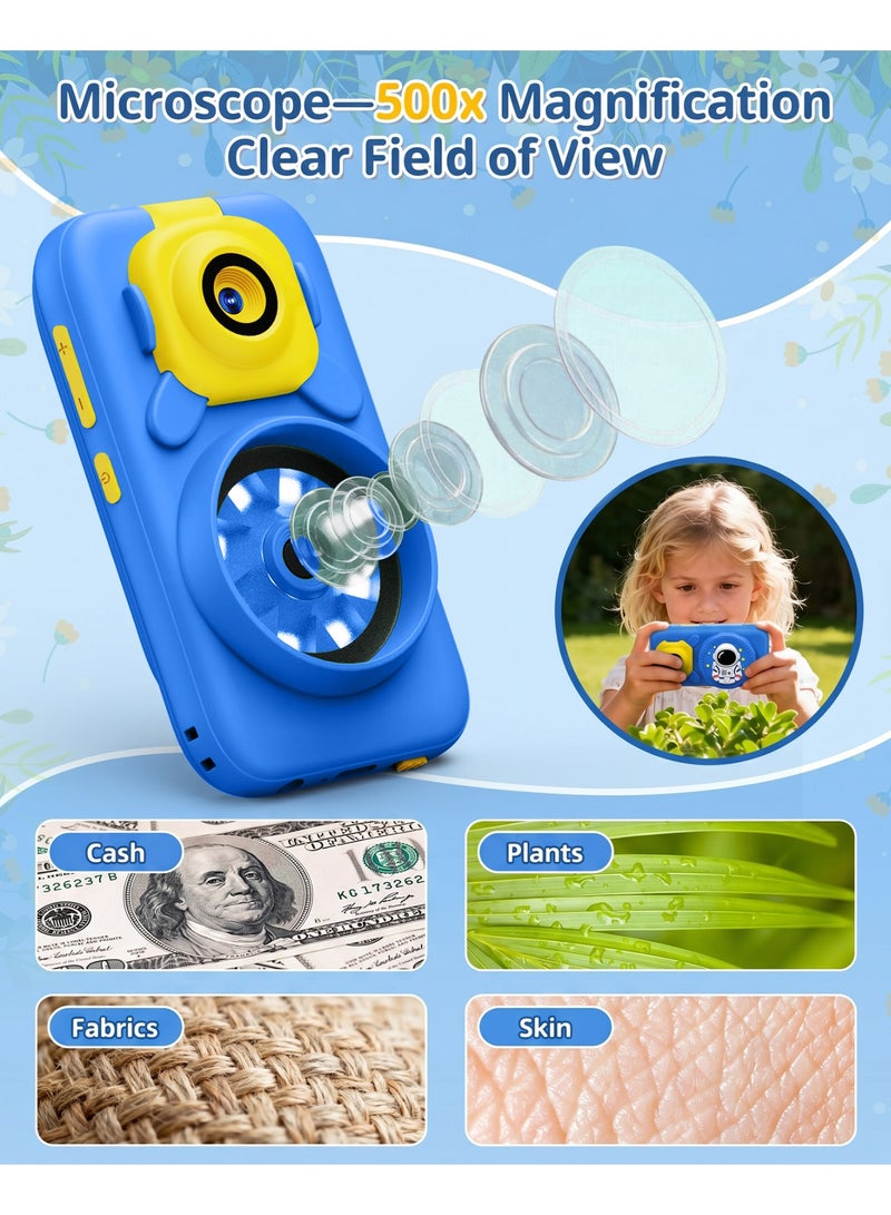 Kids Camera Smartphone with Microscope 1200X, 2.8” Touch Screen Toy Phone, Selfie & Video, MP3 Music Player, Flashlight, 32GB Card Included, Educational Learning Toy Gift for Boys Girls (Blue) - Image 3