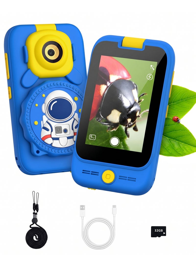 Kids Camera Smartphone with Microscope 1200X, 2.8” Touch Screen Toy Phone, Selfie & Video, MP3 Music Player, Flashlight, 32GB Card Included, Educational Learning Toy Gift for Boys Girls (Blue) - Image 2