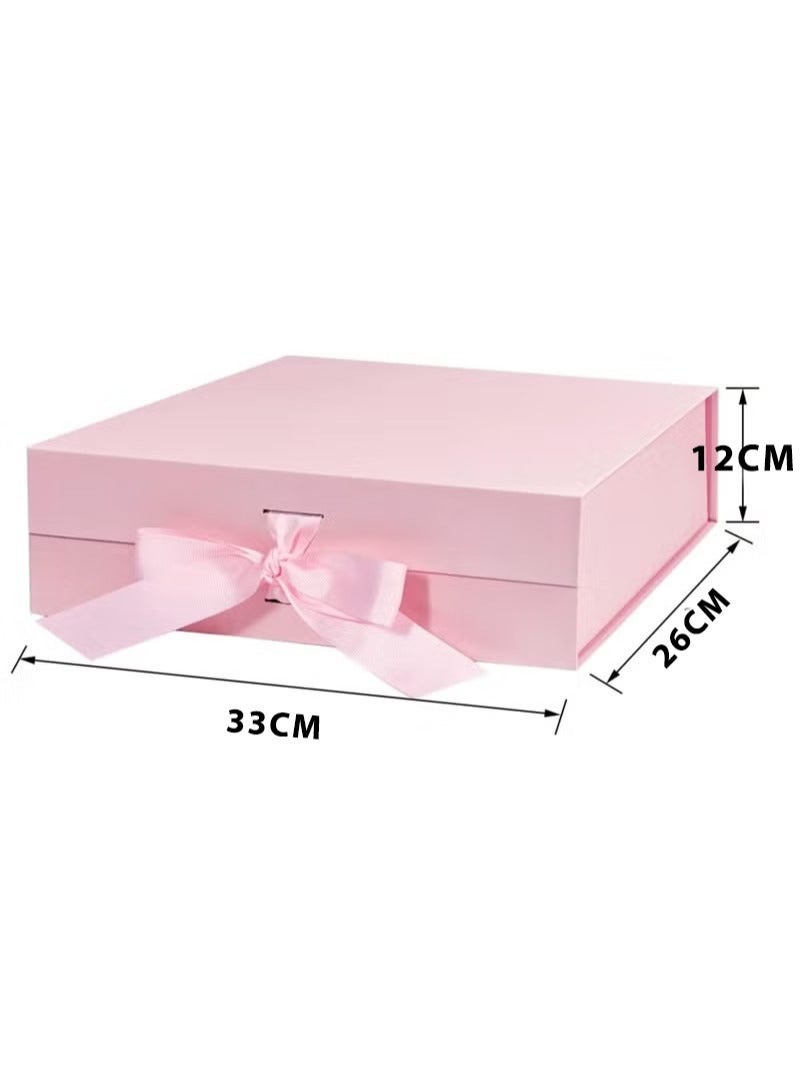 Neox Gift Box,33*25*12cm Pink Large Empty Gift Box with Ribbon, Luxury Magnetic Empty Gift Boxes,Folding Gift Boxes for Presents With Lid, Suitable for Festival, Birthday, Anniversary, Large Gift Boxes with Lid Ribbon and Magnetic Closure for Wrapping Gifts Folding Gift Boxes for Presents With Lid, Suitable for Festival, Birthday, Anniversary - Image 3