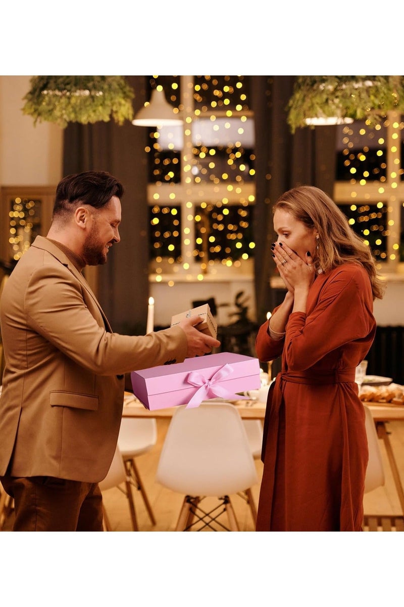 Neox Gift Box,33*25*12cm Pink Large Empty Gift Box with Ribbon, Luxury Magnetic Empty Gift Boxes,Folding Gift Boxes for Presents With Lid, Suitable for Festival, Birthday, Anniversary, Large Gift Boxes with Lid Ribbon and Magnetic Closure for Wrapping Gifts Folding Gift Boxes for Presents With Lid, Suitable for Festival, Birthday, Anniversary - Image 4