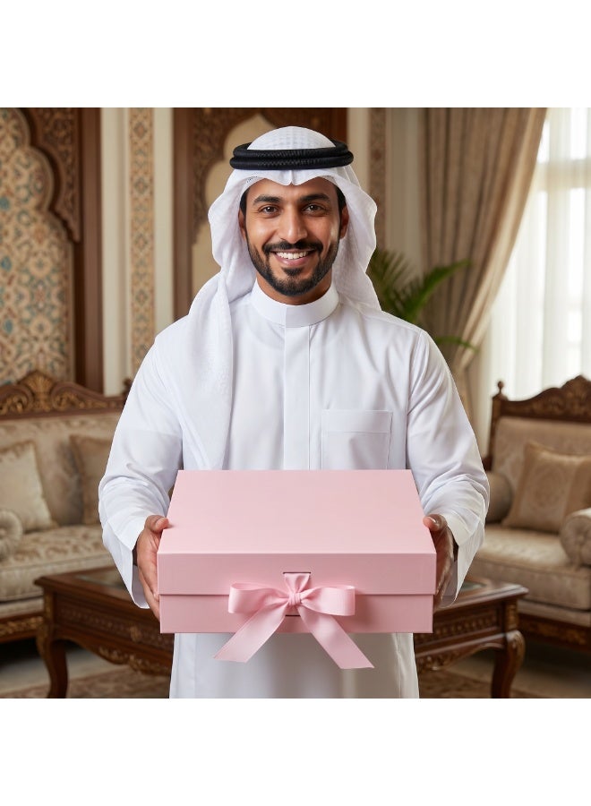Neox بوكس هدايا بوكس هديه كرتون هدايا   علب هدايا  فارغ صندوق هدايا مغناطيسي فاخر،بوكس هدايا فارغ بوكسات هدايا  صندوق هدايا كبير وردي مع شريط، صناديق هدايا قابلة للطي للهدايا مع غطاء، صندوق هدايا مع شريط لعيد الأم،عيد الحب، أعياد الميلاد، الحفلات، صندوق هدايا كبير وردي للمهرجانات وأعياد الميلاد والذكرى السنوية 32 × 26 × 9 سم - Image 3
