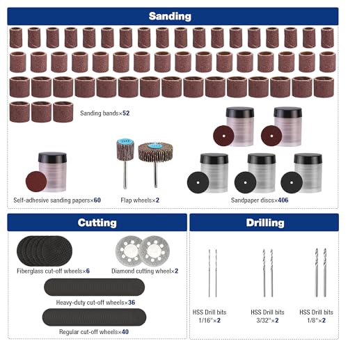 WORKPRO 698-Piece Rotary Tool Accessories Kit, Rotary Tool Bits for Easy Cutting, Grinding, Sanding, Polishing, Cleaning, Drilling, Carving and Engraving - Image 3