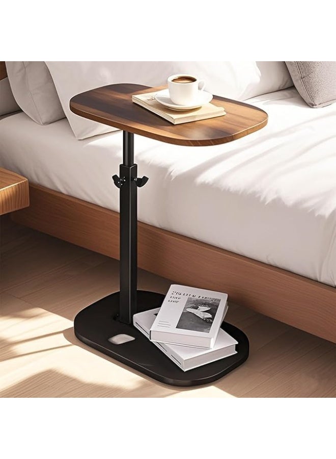 طاولة جانبية قابلة للتعديل على شكل حرف C مع 360 درجة افقي دوار اثاث صغير الحجم ينزلق تحت الكنبة والسرير بتصميم عصري موفر للمساحة لغرفة المعيشة وغرفة النوم - Image 1