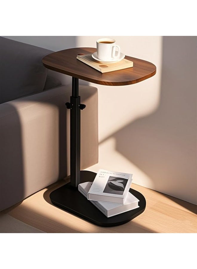 طاولة جانبية قابلة للتعديل على شكل حرف C مع 360 درجة افقي دوار اثاث صغير الحجم ينزلق تحت الكنبة والسرير بتصميم عصري موفر للمساحة لغرفة المعيشة وغرفة النوم - Image 2