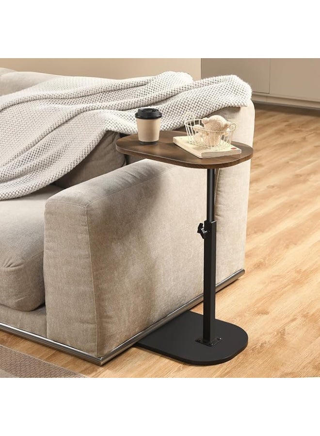 طاولة جانبية قابلة للتعديل على شكل حرف C مع 360 درجة افقي دوار اثاث صغير الحجم ينزلق تحت الكنبة والسرير بتصميم عصري موفر للمساحة لغرفة المعيشة وغرفة النوم - Image 4