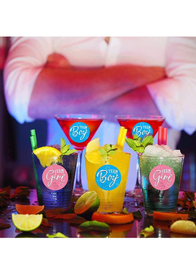 Excefore ملصقات الكشف عن الجنس، 480 قطعة ملصقات حفلة استقبال المولود مع حروف فضية لامعة، ملصقات فريق ولد أو فريق بنت لزينة الكشف عن جنس الطفل وملصقات حفلة استقبال المولود - Image 3