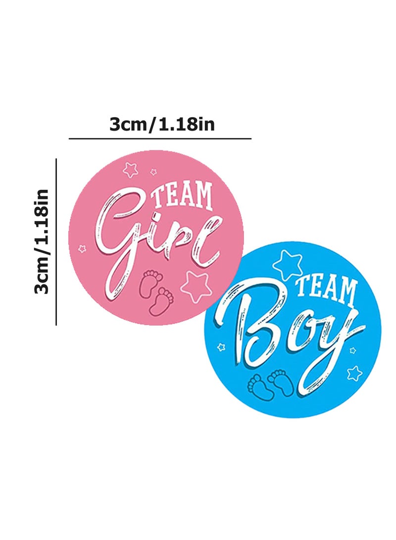 Excefore ملصقات الكشف عن الجنس، 480 قطعة ملصقات حفلة استقبال المولود مع حروف فضية لامعة، ملصقات فريق ولد أو فريق بنت لزينة الكشف عن جنس الطفل وملصقات حفلة استقبال المولود - Image 2