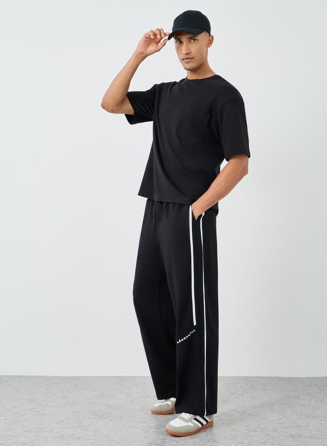 Styli Woven Relaxed Fit Joggers with Double Side Piping - Image 2