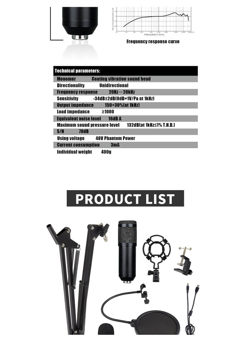 Gaming USB Microphone, PC Condenser Microphone,Recording Microphone, with Shock Stand for Podcast Youtube Video Stream Studio Recording Voice Over for Desktop/Laptop - Image 4