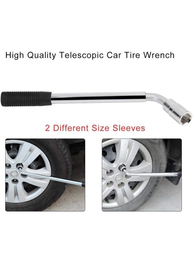 klarako Wheel Nut Wrench Telescopic Wrench from Retractable Wheel Brace with 2 Sleeves Repair Tool for car Van Spare tire Breakdown Emergency Tool, tire Change, Workshop Tools  - Image 2