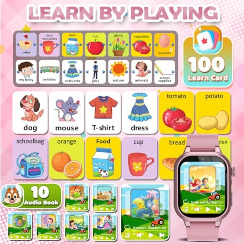 Smart Watches for Girls Boys Toys Ages 4-12 with 30+ Games Video Recorder Music Alarm Clock Learning Card HD Touchscreen 4 5 6 7 8 Year Olds Birthday Gift - Image 5