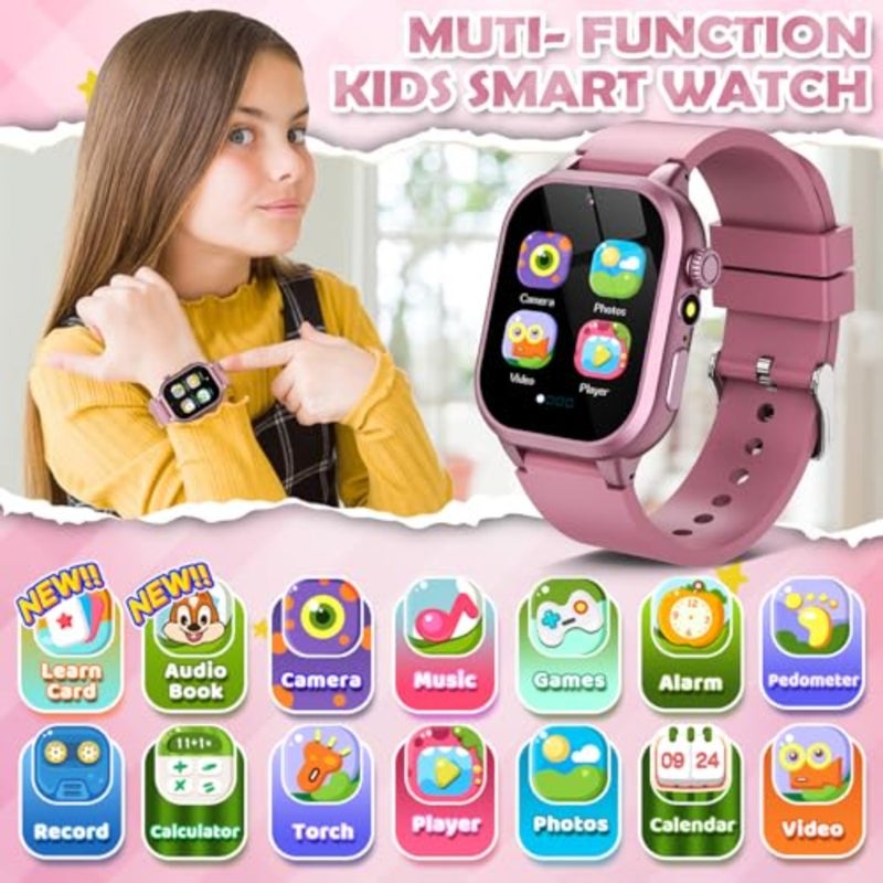 Smart Watches for Girls Boys Toys Ages 4-12 with 30+ Games Video Recorder Music Alarm Clock Learning Card HD Touchscreen 4 5 6 7 8 Year Olds Birthday Gift - Image 2