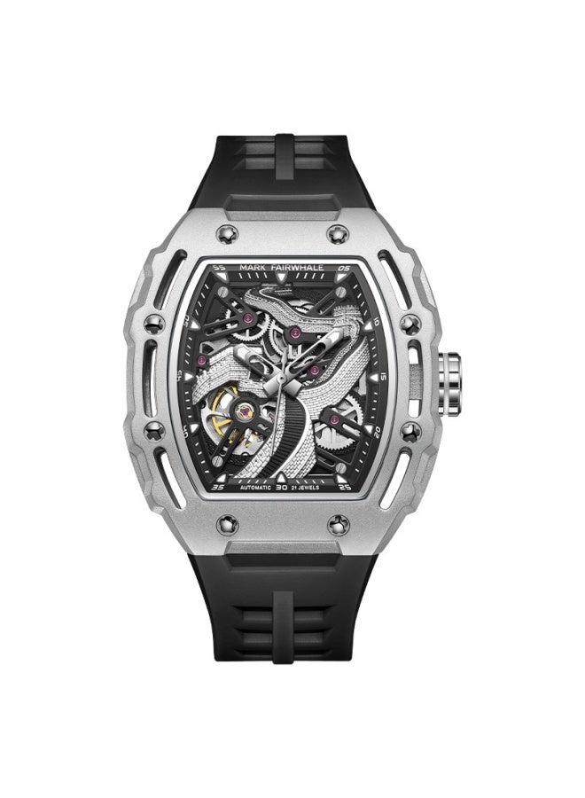 Mark Fairwhale Men's Automatic Mechanical Watch - Skeleton Dial with 3D Carvings, Luminous Hands, and Stainless Steel Case - Image 1