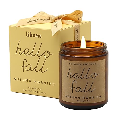 Lihome Fall Decorations for Home - Fall Candles, Gifts for Women, Natural Soy Wax Autumn Morning Scented Candles - Image 1