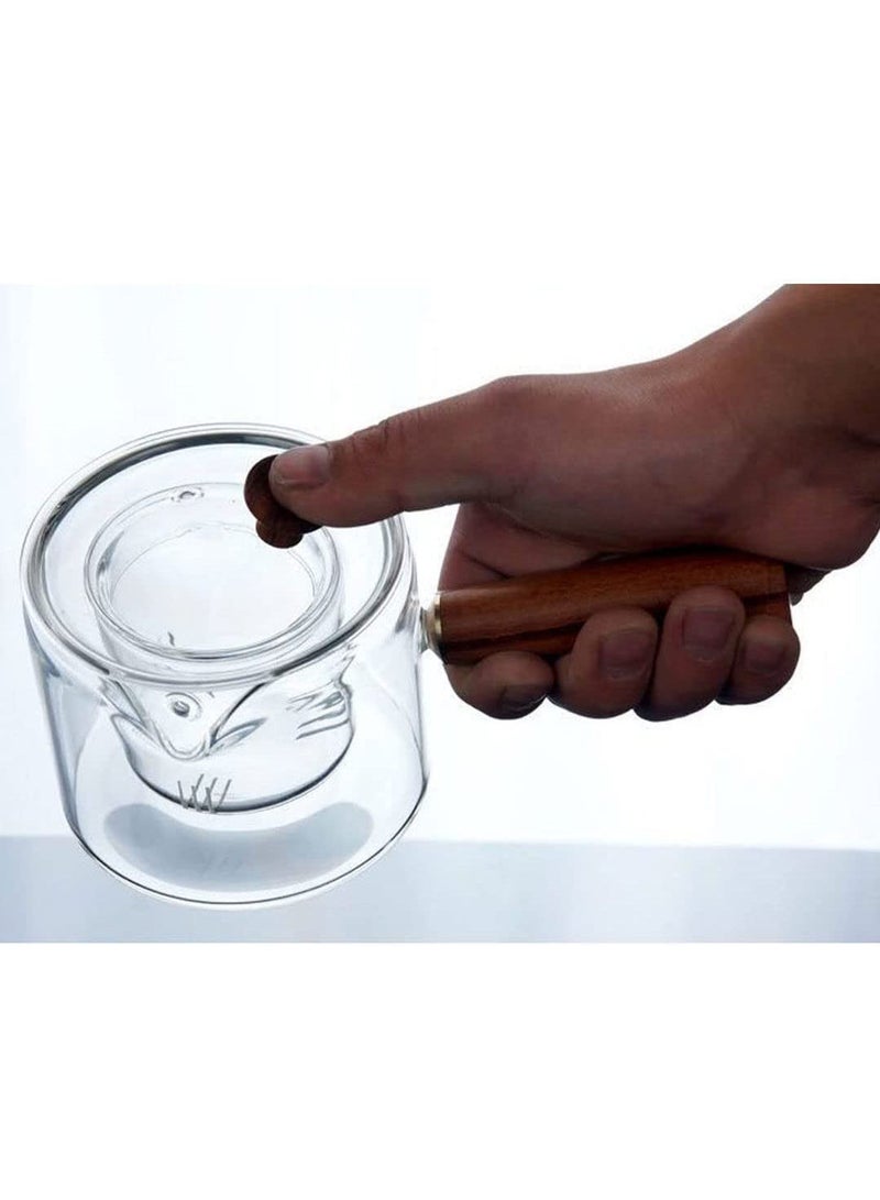 MIBRU Tea Concept Borosilicate Glass Heat Resistant Style Side Handle Glass Teapot Clear Boiling Loose Leaf Flower Tea Tea and herbal glass jug wood handle 550ml orange - Image 5