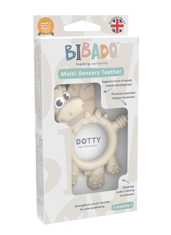 bibado Dotty The Dinosaur™ Multi-Sensory Teether Designed To Strengthen And Develop Mouth Muscles Suitable For 3 Months And Above - Fawn  - Image 3