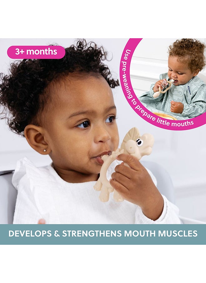 bibado Dotty The Dinosaur™ Multi-Sensory Teether Designed To Strengthen And Develop Mouth Muscles Suitable For 3 Months And Above - Fawn  - Image 4