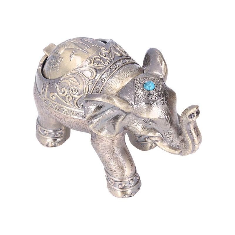 Elephant Cigar Ashtray Embossed Windproof Metal Desktop Ashtray - Durable Cigar Holder for Smokers - Image 3